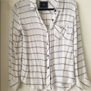 Rails white and blue soft button up